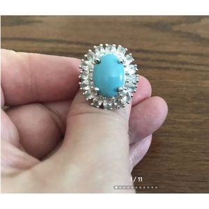 Sterling Turquoise/Faux Diamond Ring